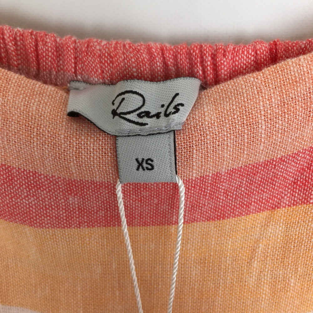 Rails Sadie Dress NEW in Azalea Stripe Peach Pink Linen Blend Women’s Size XS - Picture 11 of 16